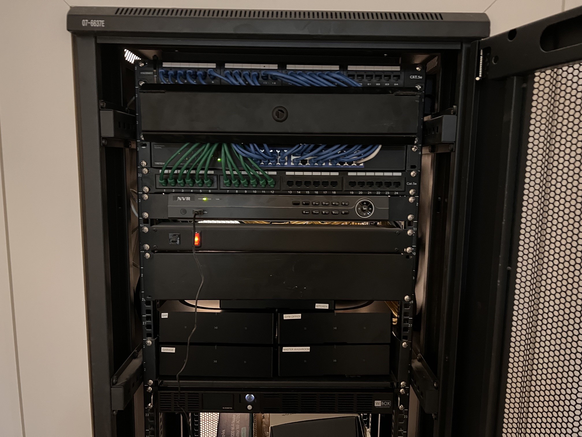 Network rack with patch cables