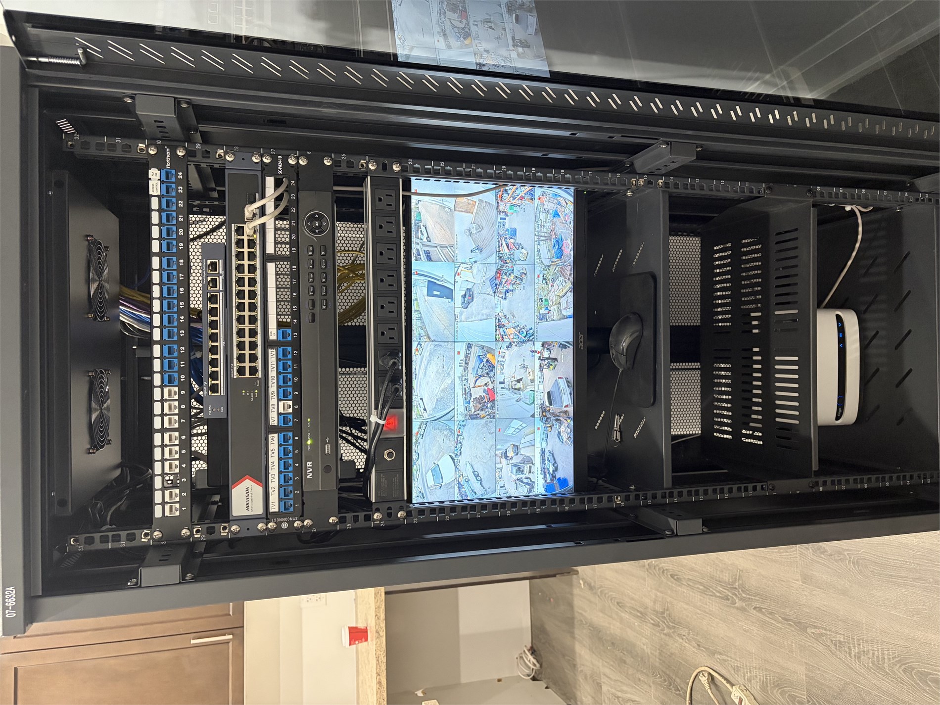 Camera system rack with monitor